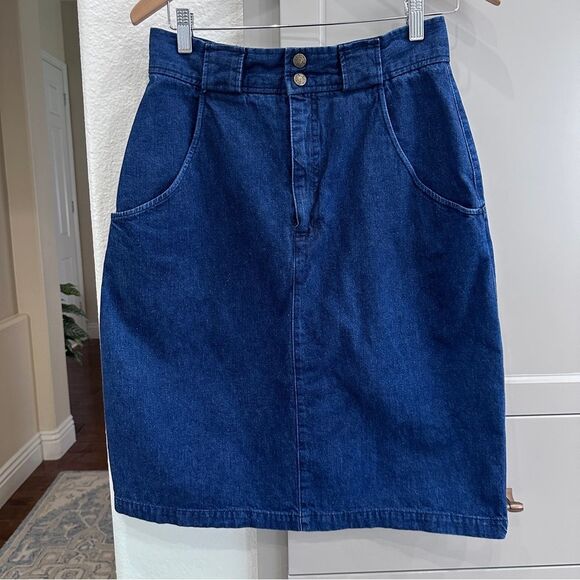 Vintage CALVIN KLEIN 80s / 90s Denim Midi Skirt Sz (vintage 12) - M medium - Picture 2 of 8
